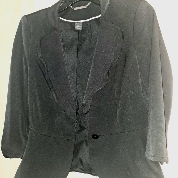 white house black market ruffle collar blazer - Picture 3 of 4